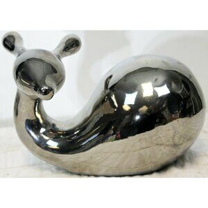 Silver color Metal Deer Doe Relax Sculpture Figurine Modern Abstract Reflective